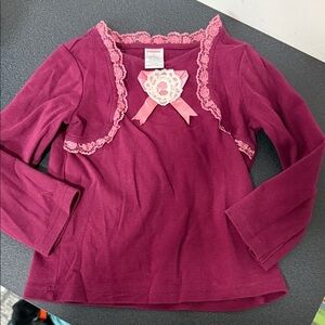 Gymboree Pink Long Sleeve Tee with Lace Trim